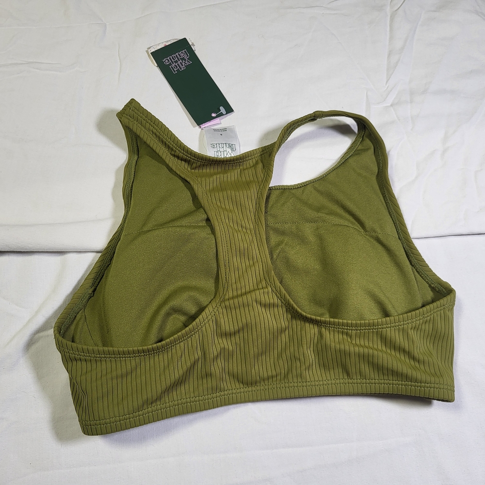 Wild Fable Sage Ribbed Racerback Swimsuit Bikini Top Womens Size Small 4/6 Nwt - Picture 2 of 2